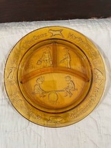 Amber Indiana Tiara Glass Childs Plate See Saw Margery Daw Divided Glass Plate - £11.54 GBP