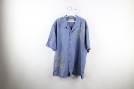 Vintage Tommy Bahama Mens XL Faded Looped Collar Silk Flower Button Shirt Blue - £39.43 GBP