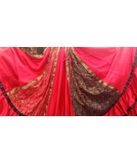 RED FAB FOLKLORIC TRIBAL BELLYDANCE ATS REN STEAM PIRATE GYPSY SKIRT 25 ... - $148.49