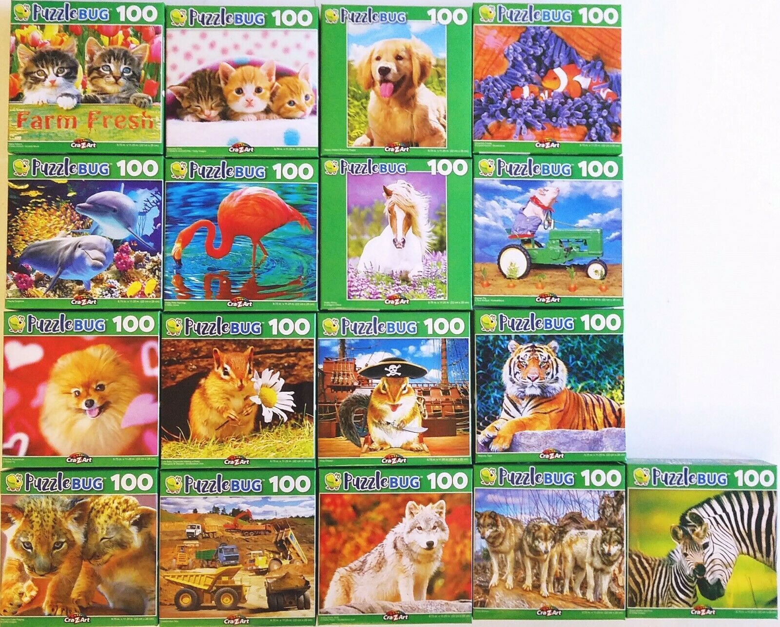 100 Pc Jigsaw Puzzles 1/Pk s20f, Select: Kittens, Retriever Flamingos Sq... - $2.99