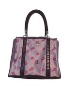 Lancaster Lavender  Floral Brown Leather Trim Tote Handbag Made In Italy - $27.71