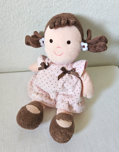 Carters Child of Mine Doll Pink Dress Brown Polka Dots Pigtails - £20.58 GBP