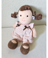 Carters Child of Mine Doll Pink Dress Brown Polka Dots Pigtails - £20.62 GBP