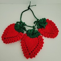 Lot 3 VTG Strawberry Crochet Strawberries Hot Pad Trivet Pot Handle Hang... - $15.78