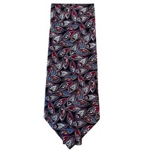 Stafford Mens Tie Dark Grey Burgundy Blue White Paisley Traditional Silk... - $11.99