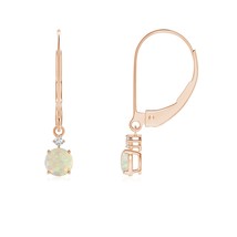 ANGARA 0.32 Ct AAA-Grade Solitaire Opal Dangle Earrings with Diamond in 14K Gold - £291.49 GBP