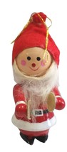 Santa Elf Holding Cymbals Vintage Wood Christmas Tree Ornament Decor 3.5 In Tall - £9.82 GBP