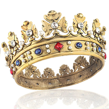Vintage King Crown | Round Gold Medieval Royal Crown | Gold Crown for Men Hair   - £47.95 GBP