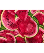 Cotton Watermelons Fruits Summers Pink Green Fabric Print by the Yard D578.53 - £8.80 GBP