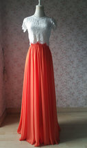 Plus Size Maxi Chiffon Skirt A-Line Chiffon Wedding Skirt Orange image 4