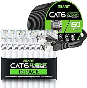 GearIT 10Pack 15ft Cat6 Ethernet Cable &amp; 150ft Cat6 Cable - $206.99