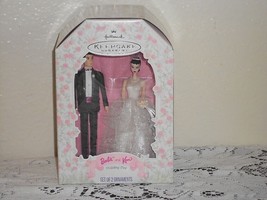 Vintage 1997 Hallmark Barbie and Ken Wedding Day 2 Christmas Ornaments - £15.56 GBP