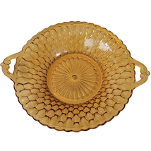 Vintage Indiana Glass 2 Handled Relish Dish Amber Honeycomb Pattern Gold... - $22.30