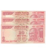 786 Ending Holy N º India, 20Rs, Conjunto De 3 , ( Same Serial No: 42778... - $15.98