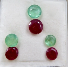 Natural Colombian Emerald Ruby Round Cut 9.91 Cts Gemstone Earring &amp; Pendant - £719.84 GBP