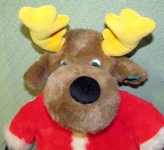 21&quot; Vintage Gund Santa Moose Plush 1992 Rare Stuffed Animal Black Hooves Toy - £17.33 GBP
