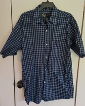 Mens L Gear Seven Collection Blue Plaid Button Front Short Sleeve Shirt - $18.81