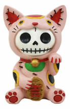 Furry Bones Pink Maneki Neko Skeleton Figurine Lucky Cat Kitten Furrybones Toy - £11.98 GBP