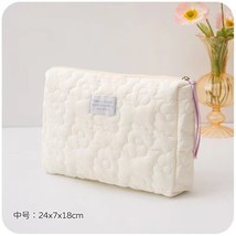 C women 5 colors flower cosmetic bag quilted cotton soft makeup case pouch zipper large thumb200