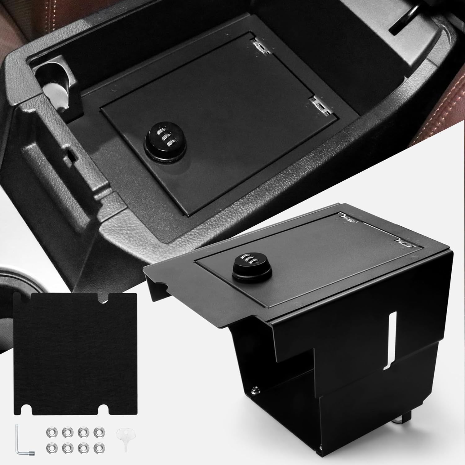 Center Console Gun Storage Gun Safe Console Vault Lock Box For 2010-2020... - $168.95