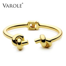 Trendy Both Sides Knot Twice Cuff Bracelet Gold Color Metal Bangle Stainless Ste - £30.11 GBP