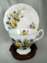 ROYAL ALBERT Bone China (England) Purple/Yellow Floral Tea Cup &amp; Saucer Set - $19.50