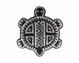 Multicolored Czech Glass Seed Bead Tribal Pattern Turtle Barrette French... - $19.79