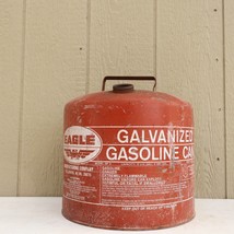Vtg Eagle Galvonized Gasoline Can 5 Gallon Model SP 5 Red Metal Patina Mancave - £35.59 GBP