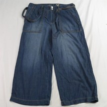 Seven7 10 Belted Wide Leg Cropped Dark Wash Denim Womens Jeans - £17.52 GBP