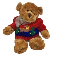 Gund Plush Chauncy Sr Senior Brown Teddy Bear Red Christmas Sweater #15223 12&quot; - £10.85 GBP