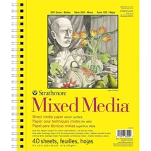 Strathmore 300 Series Mixed Media Paper Pad, Side Wire Bound, 9x12 inche... - $30.99