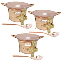 Prisha India Craft ® Set of 3 Copper Sigdi angeethi with Brass Stand &amp; 3... - £139.88 GBP