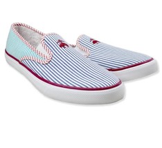 Brooks Brothers Sperry Seersucker Stripe Terry Lined Canvas Slip-on Shoe... - $49.99