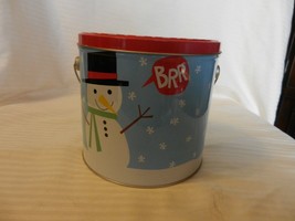 Decorative Round Metal Tin Multi-colored Snowman BRR With Handle - $20.00