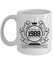 Floral Vintage 1988 Coffee Mug 15oz Ceramic Gift For Women, Men 34 Years Old One - £15.78 GBP