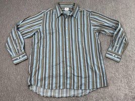 Lacoste Shirt Mens Extra Large Blue Brown Green Striped Button Down Long... - $38.94 CAD