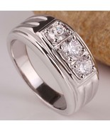 3/4ct Diamond Mens 14K White Gold Wedding Ring - £543.36 GBP
