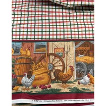 Cranston Fabric Panel Farm Chickens Barn Border Plaid Cotton 4 YDS VIP Print - $37.99