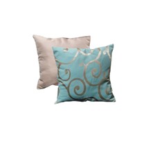 Floral  Pillow, Blue Floral Datyna, Back Dusty Pink Satyna , High Quality, 16x16 - £31.17 GBP