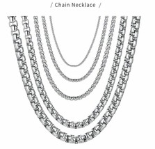 Stainless Steel Necklace Width 2/3/4/5/6mm Round Box Link Chain Necklace - £5.08 GBP+