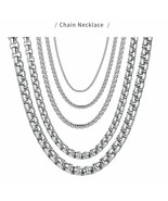 Stainless Steel Necklace Width 2/3/4/5/6mm Round Box Link Chain Necklace - £5.06 GBP+
