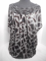 Worthington Womans Size 2x Short Sleeve Knit Scoop Neck Lined Animal Print Nylon - £15.65 GBP