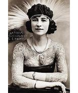 1920&#39;s Carnival Sideshow - Artoria Gibbons The Tattooed Woman - Postcard... - £26.37 GBP