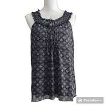 B Wear Byer California Junior&#39;s XL Black White Geometric Lined Sleeveless Blouse - £6.99 GBP
