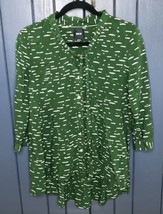 Anthropologie Maeve Green Cloud Pattern Tie Neck Blouse Shirt Size Small - $27.72