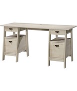 FarmHouse Chalky Oak Executive Desk w/ Filing Cabinets Storage - $9,588.23 MXN