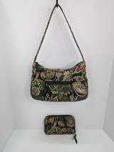 Retired Vera Bradley Green Paisley Purse Handbag Medium Size with Wallet - $25.00