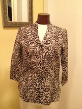 Harve&#39; Benard Women&#39;s Top Animal Print Linen Blend Shirt Top Size Small NWT - $11.88