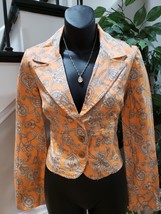 Hot Kiss Womens Coral Paisley Lined Single Breasted Three Button Blazer Size M - £27.56 GBP