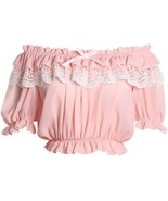 Women&#39;s Off Shoulder Ruffle Lace Crop Top - $24.99